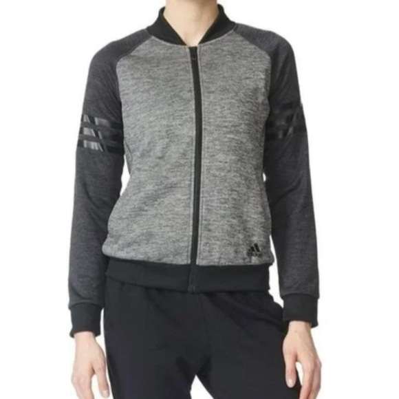 Adidas Climawarm Jacket Womens Small Full Zip Gray Black Sport Pockets Casual - Picture 1 of 13
